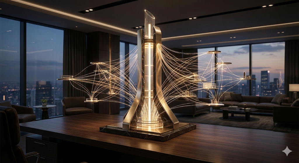 Abstract geometric structure representing Master Agent